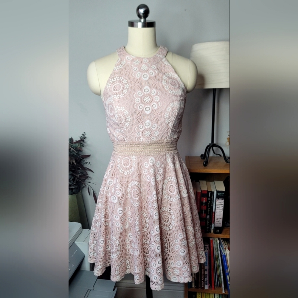 City Triangles Lace Dress Pale Pink Sleeveless Size 5